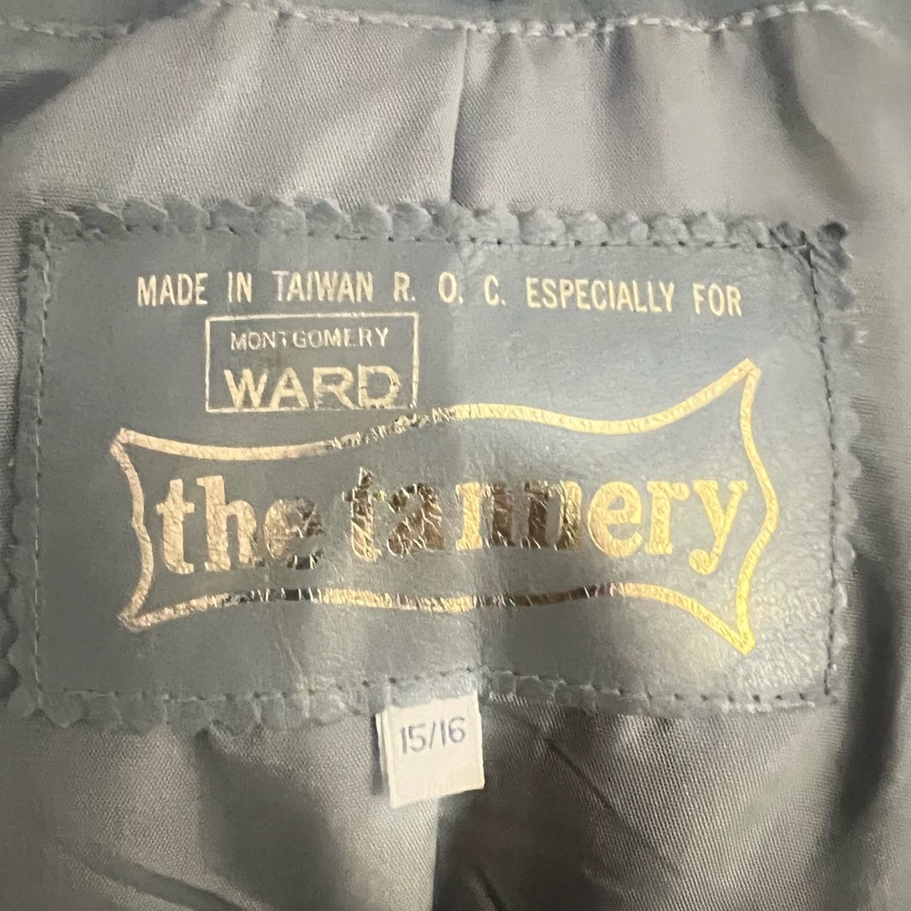 Vintage The Tannery Montgomery Wards Women's leather Gray Trench Coat size 13/14 - Picture 10 of 12